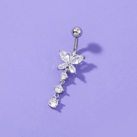 Women's Butterfly Zircon Umbilical Ring Piercing Jewelry